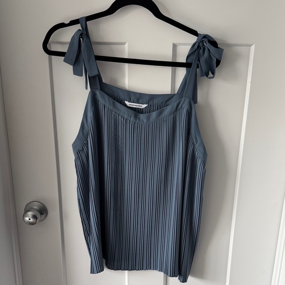 Penningtons Pleated Tie-Shoulder Camisole - Blue Gray